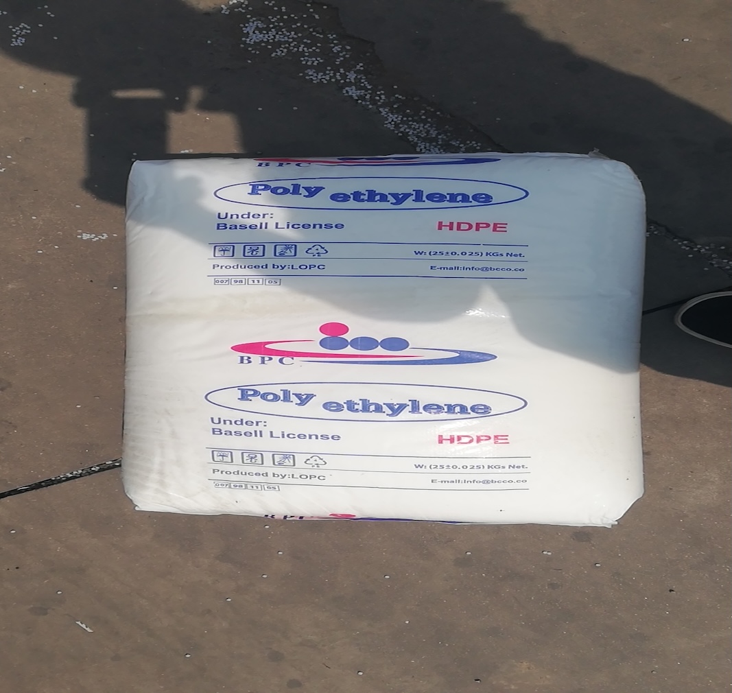 Front-label-of-25kg-LOPC-BPC-HDPE-polyethylene-raw-material-bag-under-Basell-license